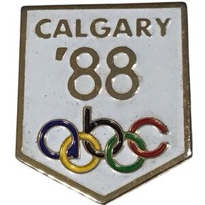 Calgary 88 abc TV Olympic Pin Enamel Brooch Fashion Costume Jewelry Vintage